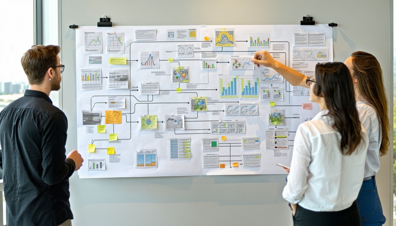A team of business professionals actively engaging