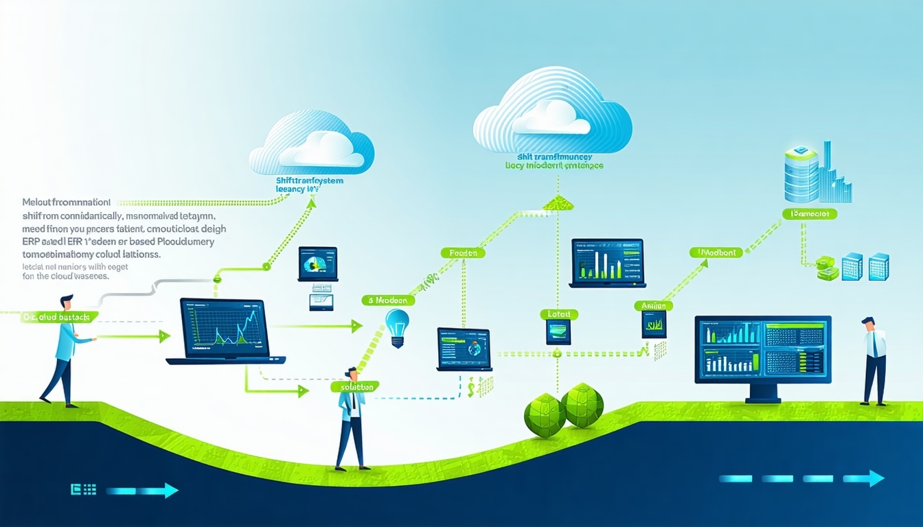 Illustration of a digital transformation journey,